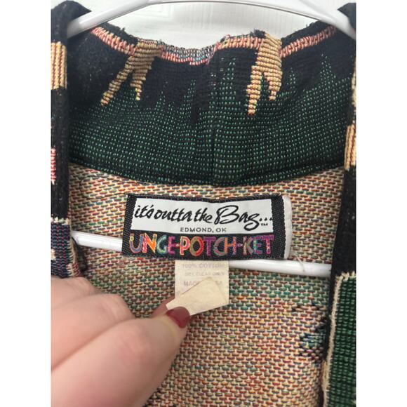 Vintage Its Outta the Bag Unge Potch Ket Tapestry Womens XL Jacket Realtor - Picture 6 of 6